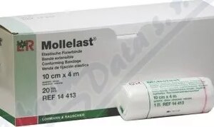 Obinadlo elastické fixační Mollelast 8cmx4m v celofánu 1ks