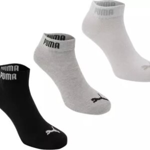 Puma Quarter Socks Mens 3 Pack Grey/Whi/Blk