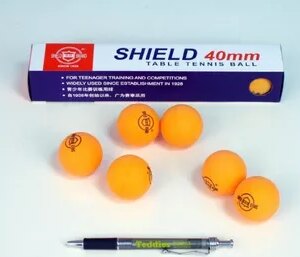 Míčky na stolní tenis SHIELD 4cm bezešvé oranžové 6ks