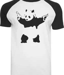 Mister Tee Banksy Panda Raglan Tee bílé/černé S