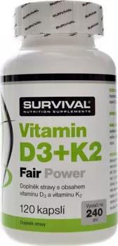 Survival Vitamín D3+K2 Fair Power 120 cps.