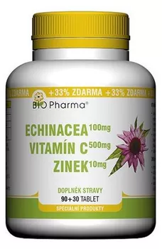 Bio Pharma Echinacea 100 mg + Vitamín C 500 mg + Zinek 10 mg