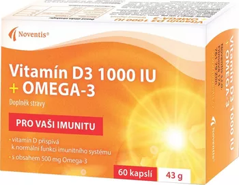 Noventis Vitamín D3 1000 IU + Omega 3 60 cps.